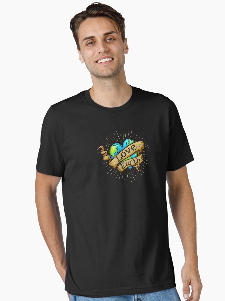 Thumbnail 1 of 7, Essential T-Shirt, Love Earth - Hipster, Tattoo Earth Heart designed and sold by jitterfly.