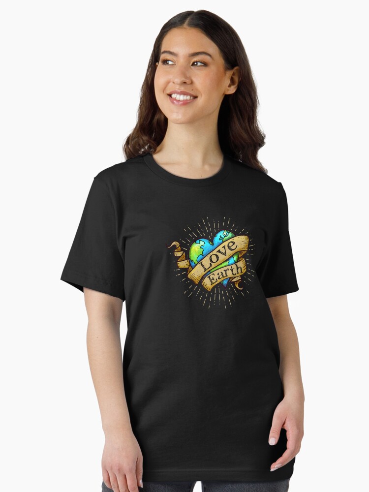 Thumbnail 2 of 7, Essential T-Shirt, Love Earth - Hipster, Tattoo Earth Heart designed and sold by jitterfly.