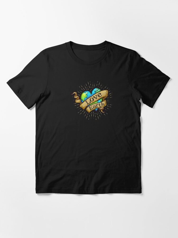 Thumbnail 3 of 7, Essential T-Shirt, Love Earth - Hipster, Tattoo Earth Heart designed and sold by jitterfly.