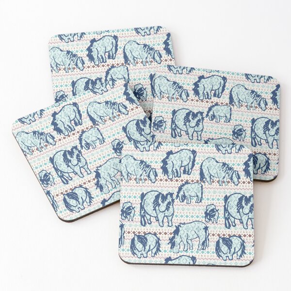 Item preview, Fairisle Shetland Ponies - Blue designed and sold by Juliewdesigns.