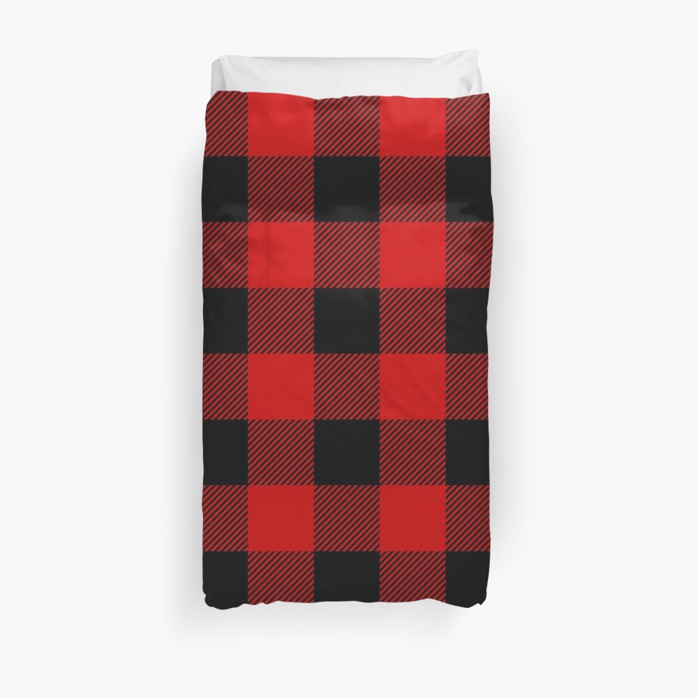 Buffalo Plaid Check Gingham Tartan Twill Pattern Red Black Duvet