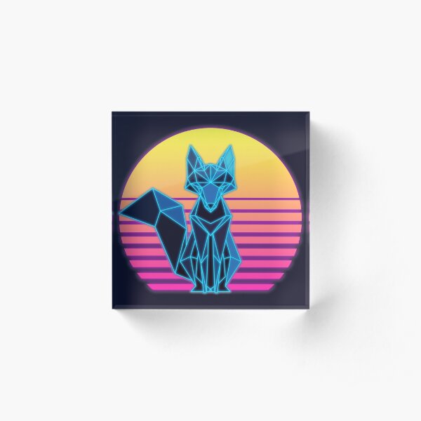 Synthwave Fox Acrylic Block