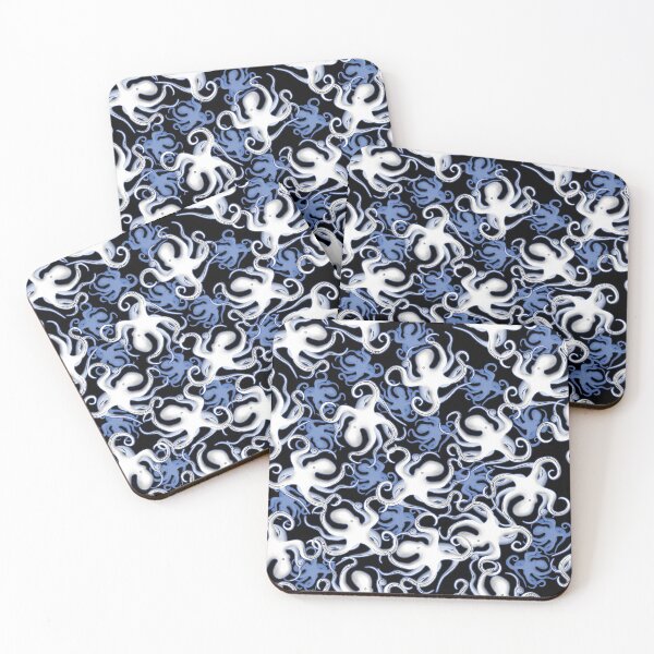 Item preview, Black white And Blue Octopus Pattern designed and sold by TMBTM.
