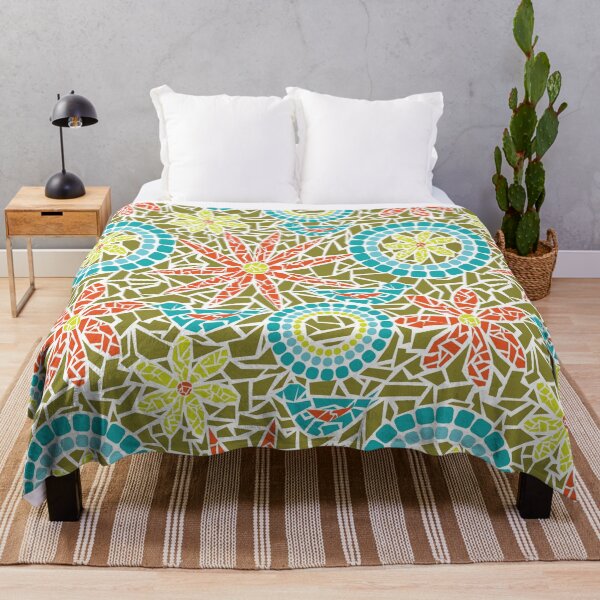 Item preview, Mosaic Birds and Flowers Pattern - Green Blue Orange designed and sold by whyitsme.