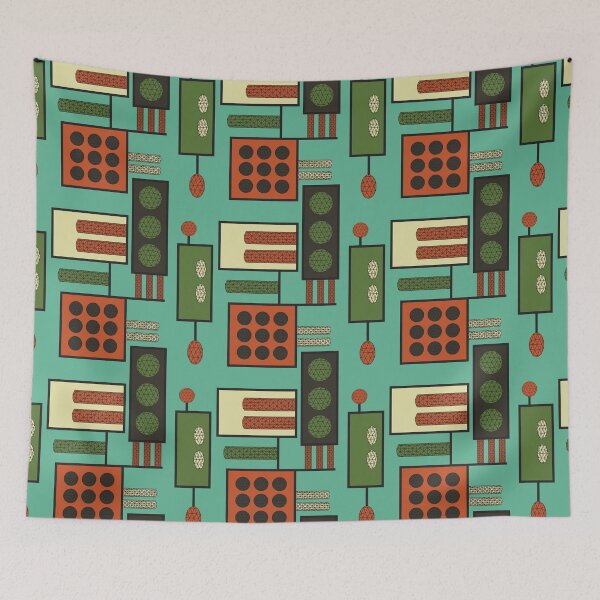 Item preview, Geodesic Forms Abstract Engineering Pattern - Seafoam Green Rust designed and sold by whyitsme.