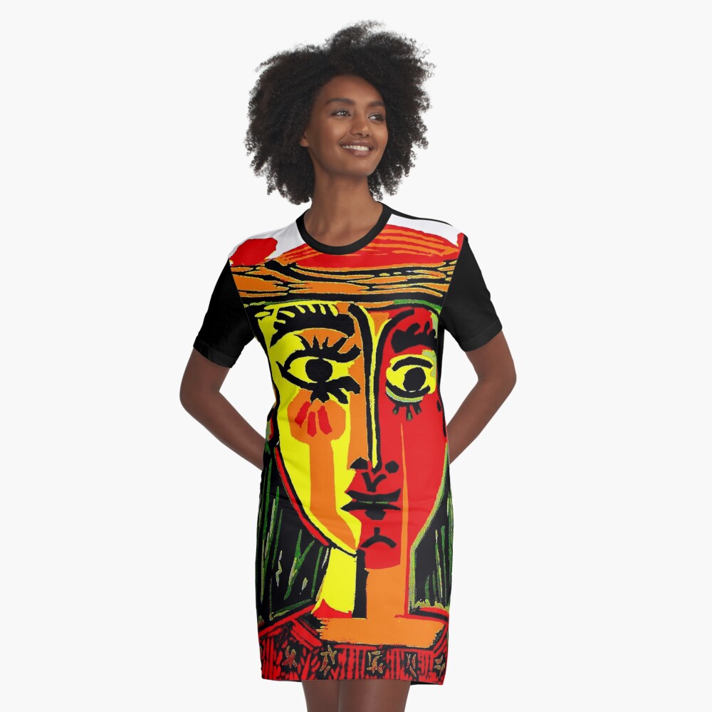 LADY in RED : Vintage Abstract Fantasy Painting Print Graphic T-Shirt Dress