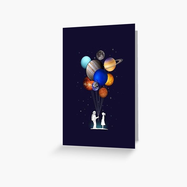 Item preview, Astronaut with a girl holding balloons that are planets  designed and sold by Keny13.