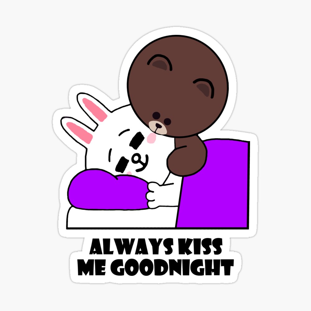 Brown Bear Cony Bunny Goodnight Kiss Pillow Case Brown and Cony Pillow Cover 