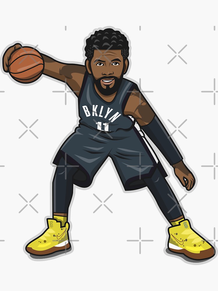 "Kyrie Irving Cartoon Style Nets" Sticker by rayd3rd Redbubble