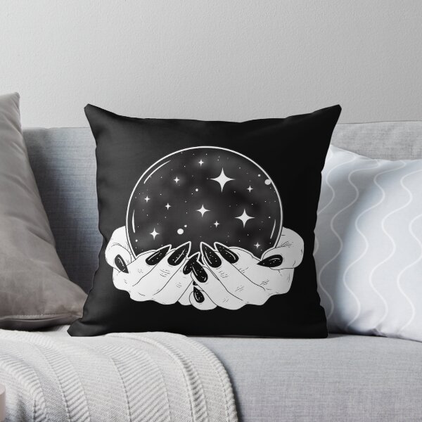 Crystal Ball - Witch Hands Throw Pillow