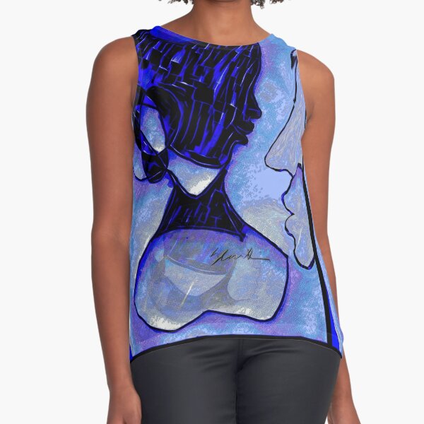 Perfume Botticelli in Black and Blue Sleeveless Top