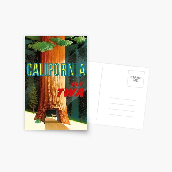 Item preview, California, Redwood Tree, Retro Vintage Travel Poster designed and sold by vintagevivian.