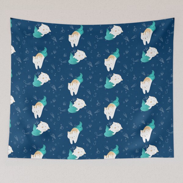 Item preview, Mermaid Cats - Sea Cat Swimming Underwater Adorable Cats Design & Pattern designed and sold by MysteriousJ.