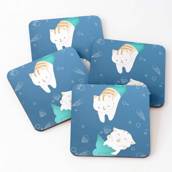 Item preview, Mermaid Cats - Sea Cat Swimming Underwater Adorable Cats Design & Pattern designed and sold by MysteriousJ.