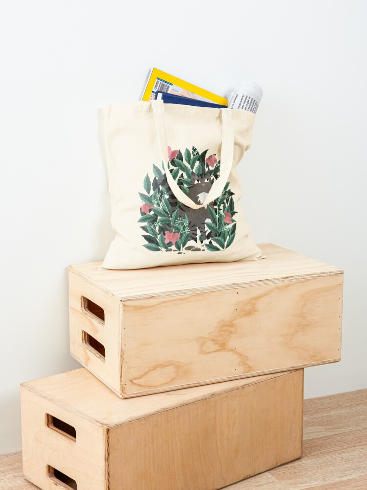 Alternate view of Butterfly Garden (Tabby Cat Version) Tote Bag