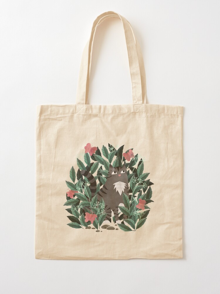 Alternate view of Butterfly Garden (Tabby Cat Version) Tote Bag