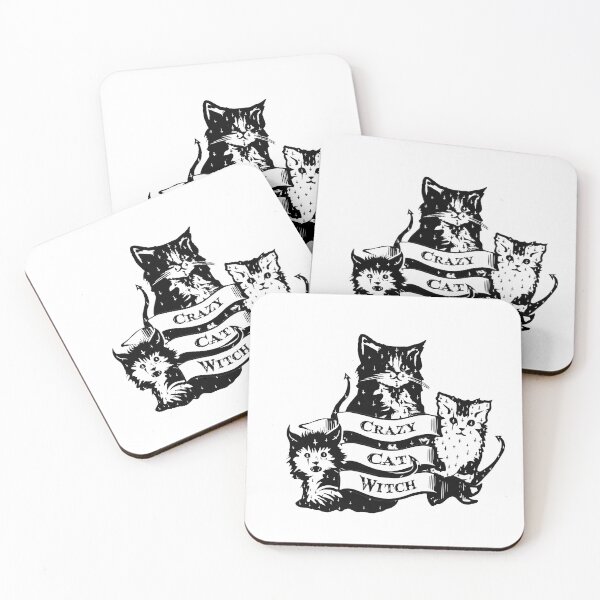 Item preview, Crazy Cat Witch Lady Adorably Evil Devil Kittens Halloween designed and sold by thebeeholder.