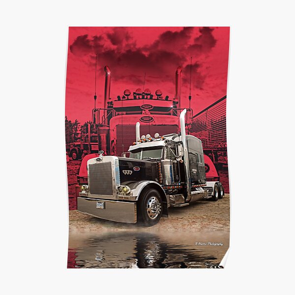 Peterbilt with Red Peterbilt background Poster