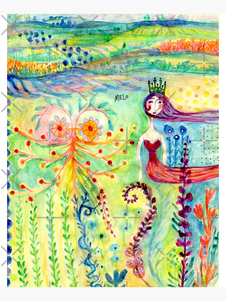 Colorful Mermaid Princess, Flowers Floral Curly Water Abstract Landscape by meloearth
