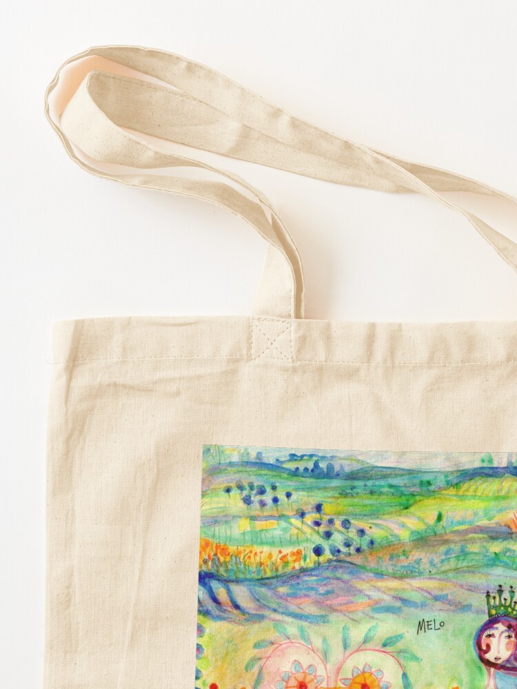 Alternate view of Colorful Mermaid Princess, Flowers Floral Curly Water Abstract Landscape Tote Bag