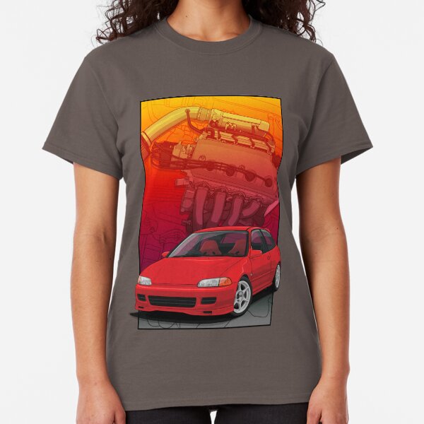 Civic EG hatch with a D16 backdrop Ver2 Classic T-Shirt