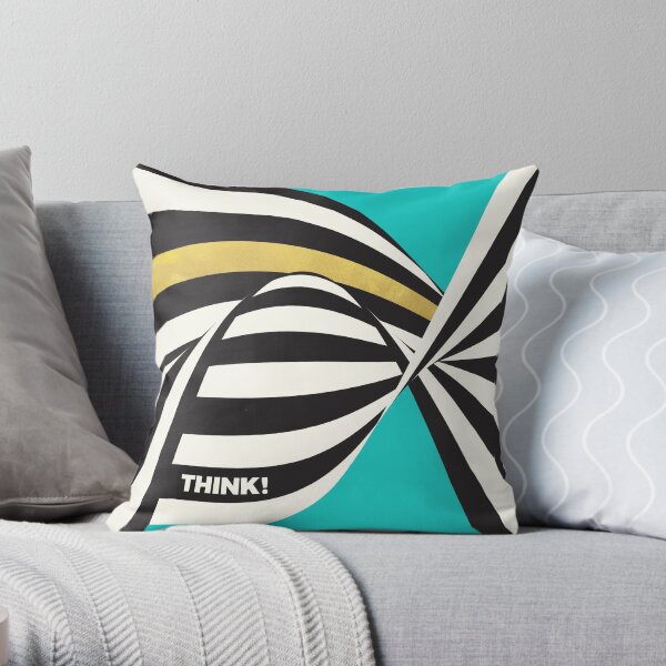 THINK! – Wavy Stripes on Luxury Blue Throw Pillow