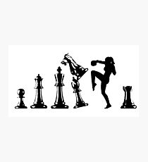 Female Kickboxing Knee Black Chess Photographic Print