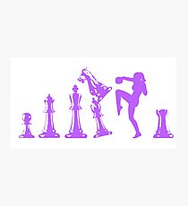 Female Kickboxing Knee Purple Chess Photographic Print