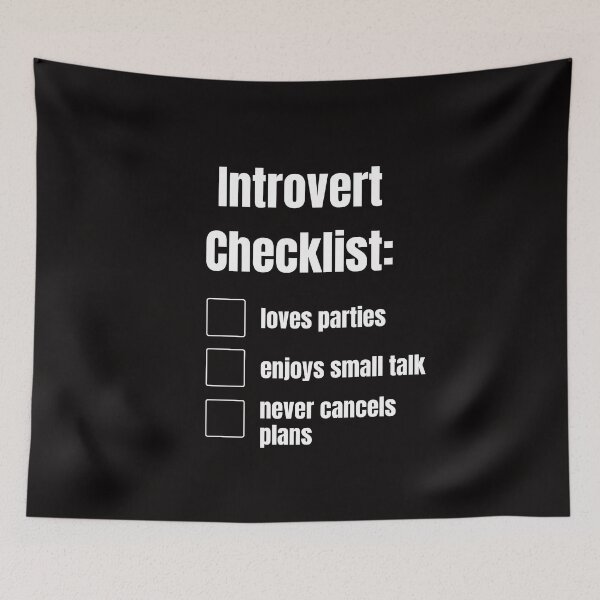Item preview, Introvert Checklist Funny Happy Sarcastic Cute Silly Awkward Antisocial Gift Idea designed and sold by EpsilonEridani.