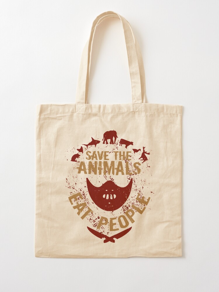 Alternate view of save the animals, EAT PEOPLE Tote Bag