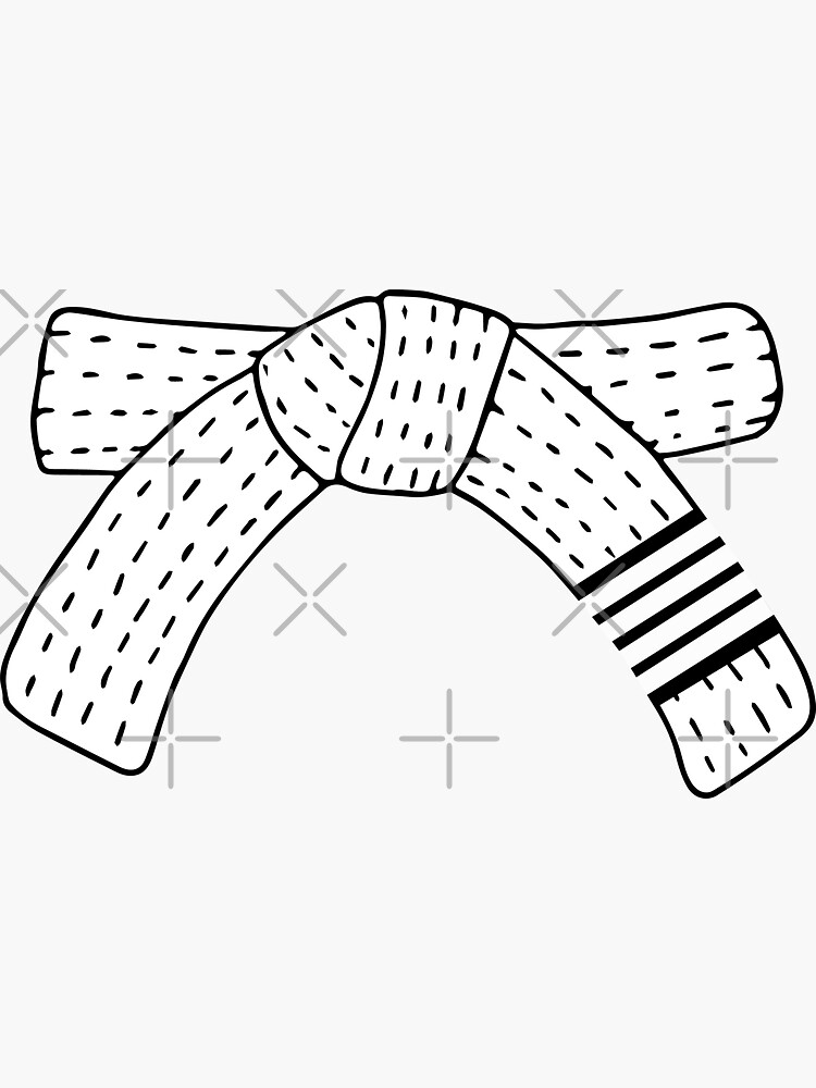 "Brazilian Jiu Jitsu (BJJ) White Belt Four Stripe Sticker" Sticker for
