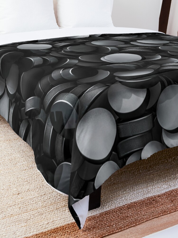 Alternate view of Hockey pucks Comforter