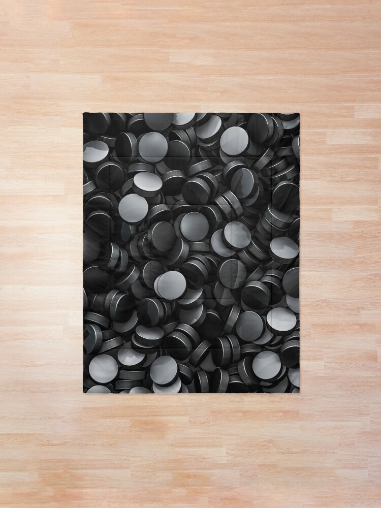 Alternate view of Hockey pucks Comforter