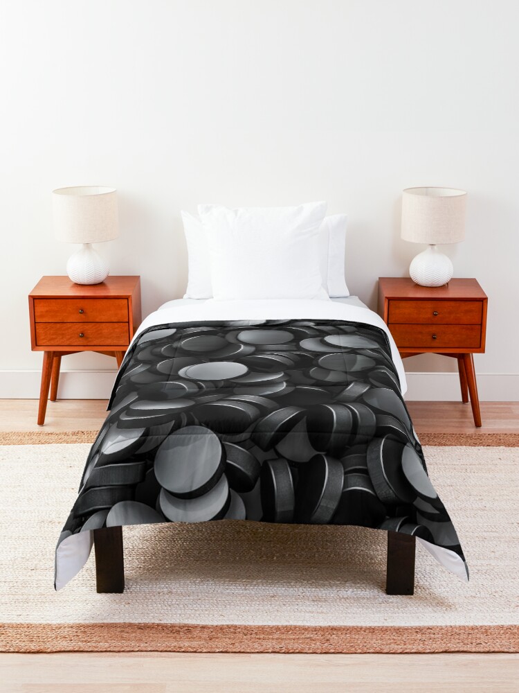 Alternate view of Hockey pucks Comforter