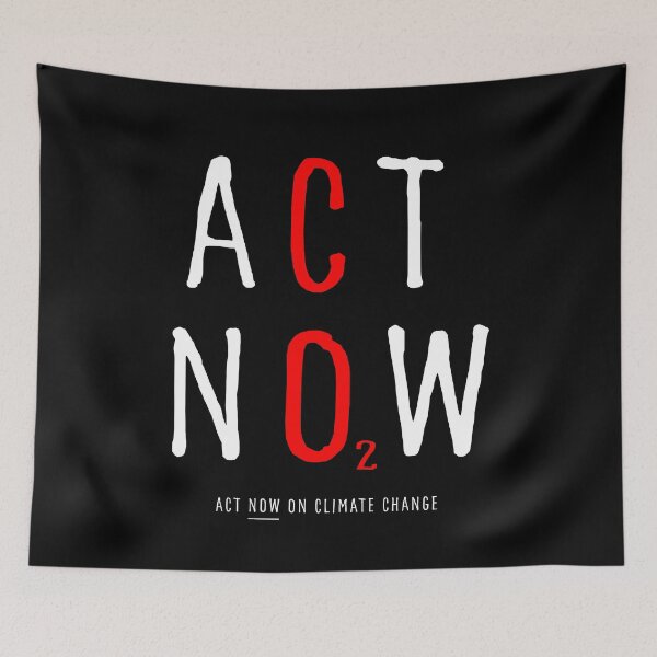 Item preview, ACT NOW ON CO2: The Original (White & Red Hand-drawn Text) on Black designed and sold by Day Chapman.