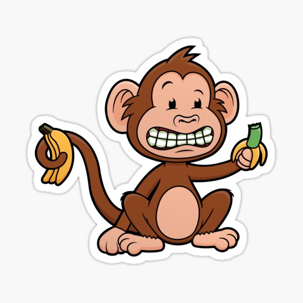 Cute Monkey Cartoon Character Sticker