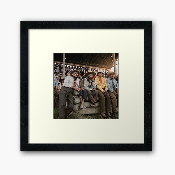 Crow Native Americans watching the rodeo at Crow fair in Montana, 1941 Framed Art Print
