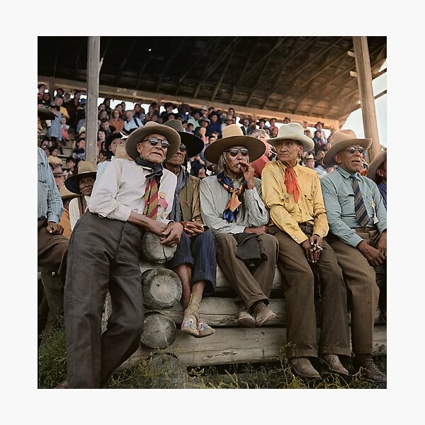 Crow Native Americans watching the rodeo at Crow fair in Montana, 1941 Photographic Print