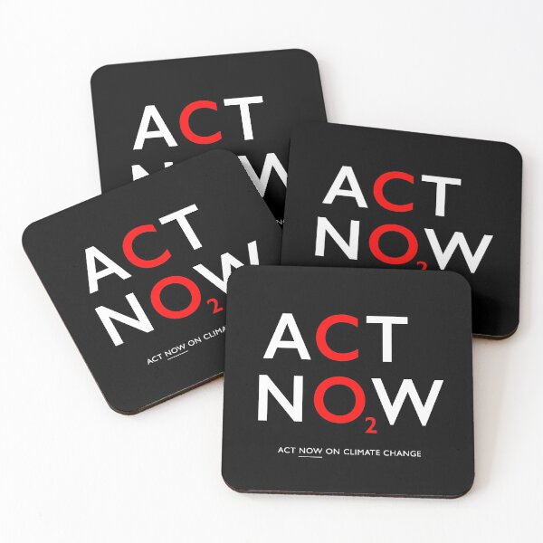 Item preview, ACT NOW ON CO2: The Original (White & Red Gill Sans Text) on Black designed and sold by Day Chapman.