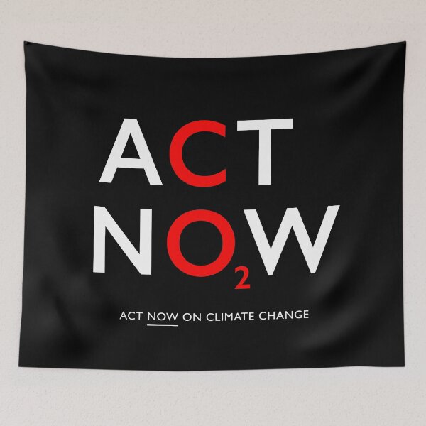 Item preview, ACT NOW ON CO2: The Original (White & Red Gill Sans Text) on Black designed and sold by Day Chapman.