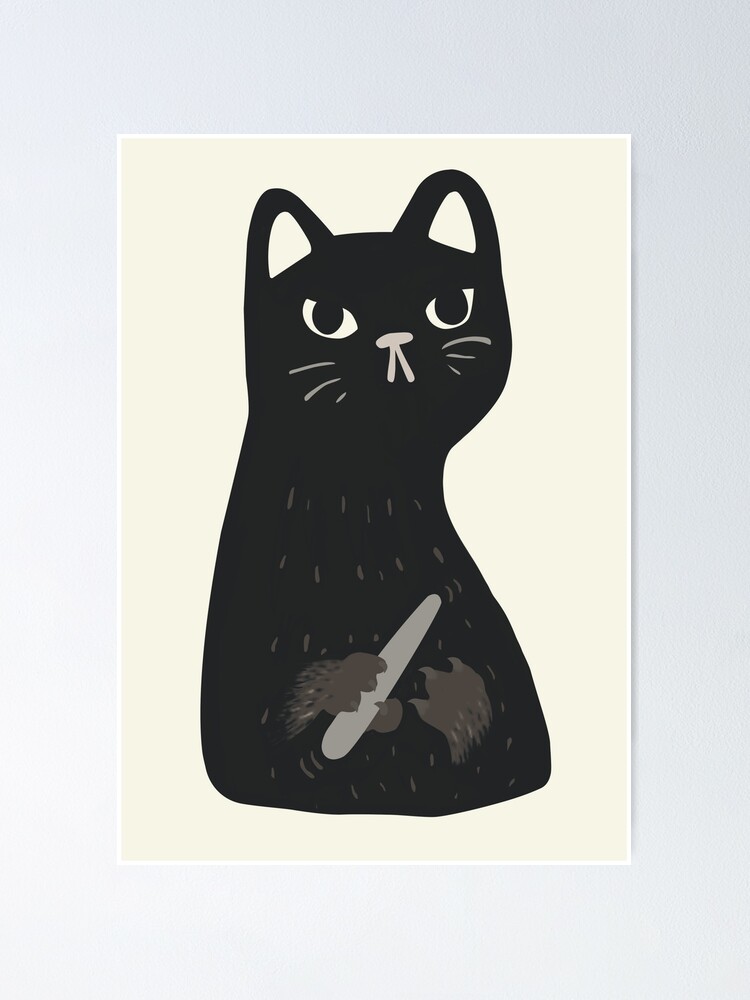 Minimalist dark cat stamp Art Board Print for Sale by