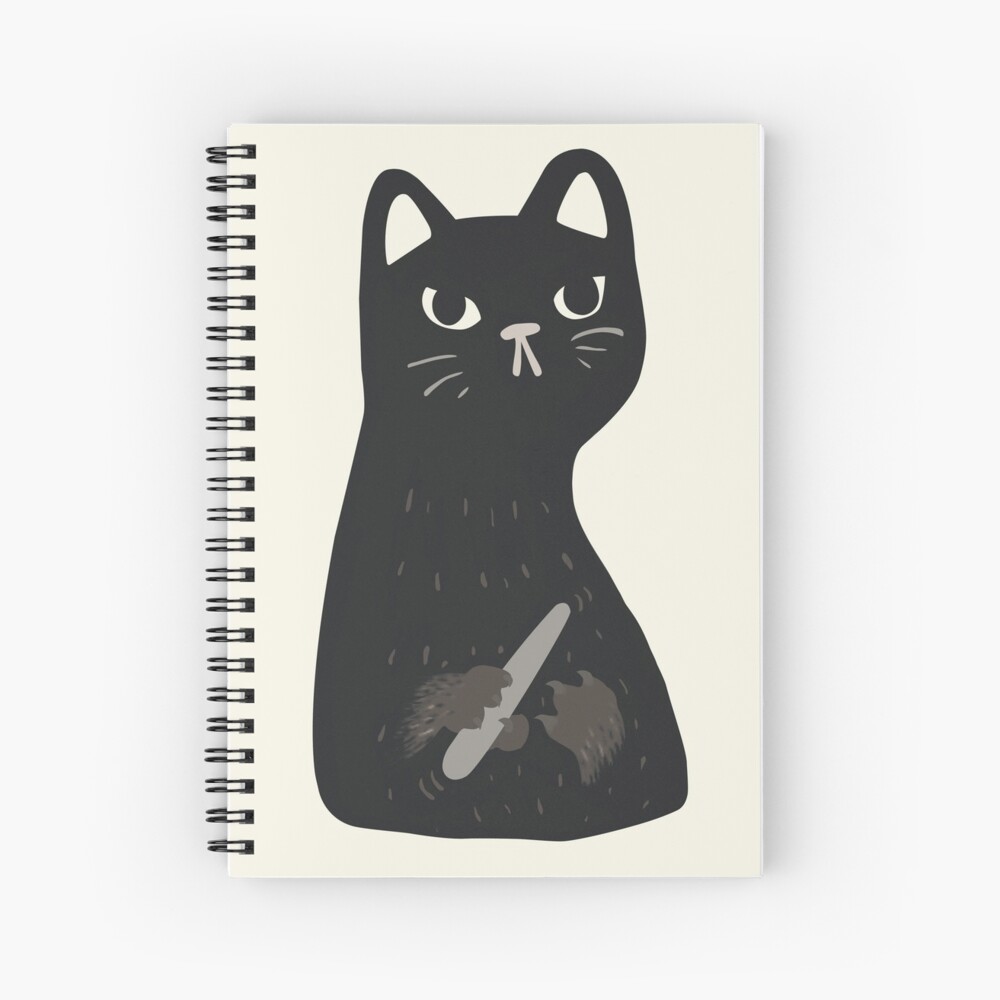 Handmade Notebook with Vellum Paper Insert - Black Cat Label