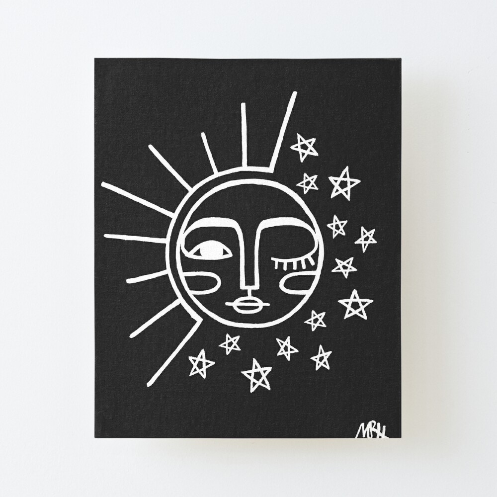 Sun And Moon Line Drawing Art Board Print By Micailahart Redbubble