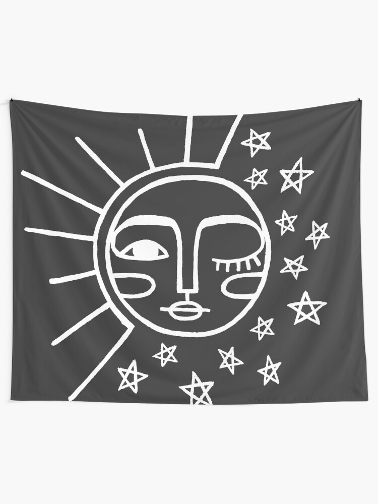 Sun And Moon Line Drawing Tapestry By Micailahart Redbubble