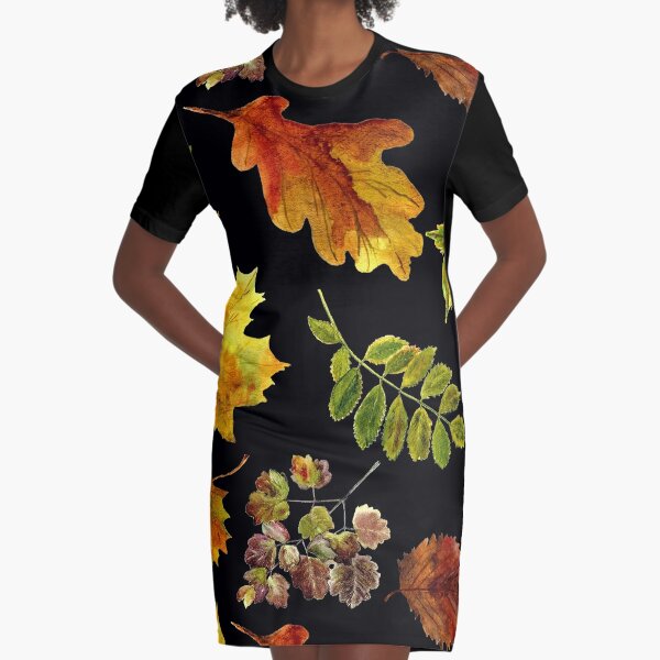 Renewold Autumn Maple Leaf Print Women's Dresses Women's Casual