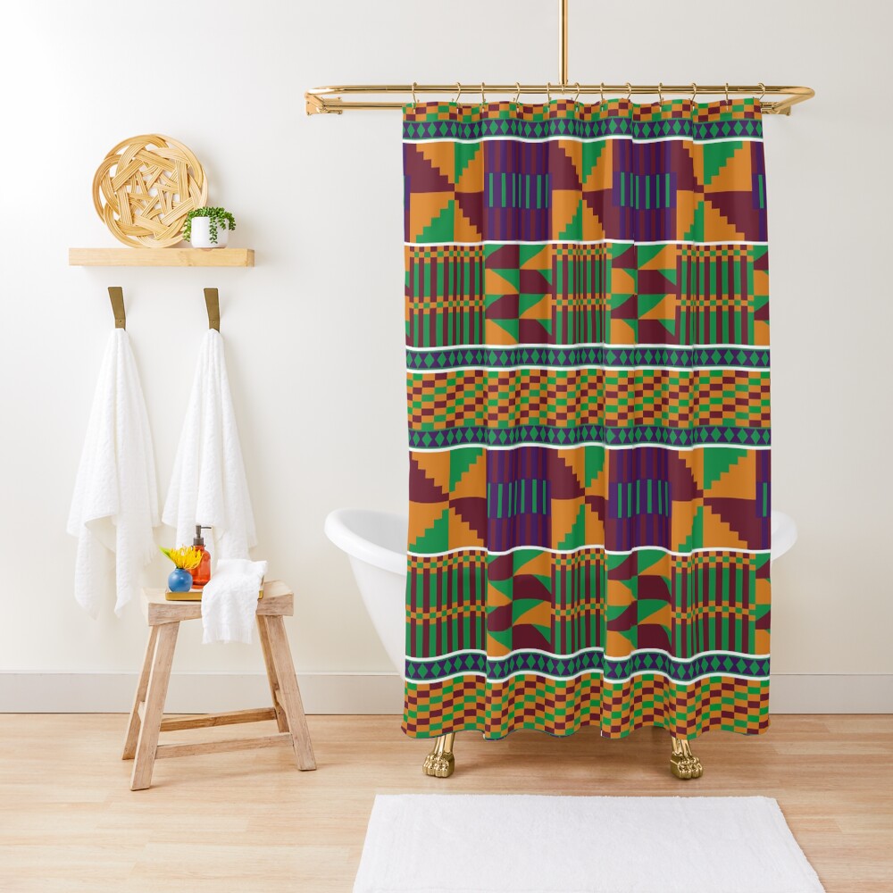 "African Cloth Pattern (Kente Temur)" Shower Curtain for Sale by