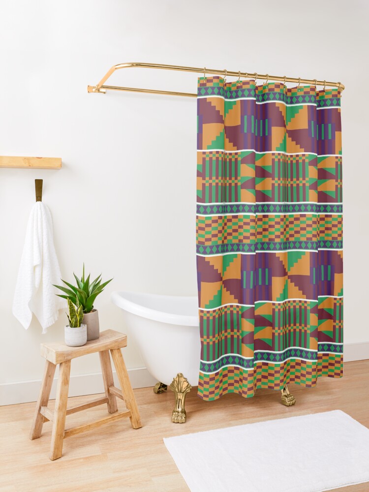 "African Cloth Pattern (Kente Temur)" Shower Curtain for Sale by