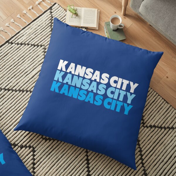 Retro KC Royal Blue & Light Blue Kansas City Crown Town KC Baseball Fans Wear Kansas city KC Face mask Kansas City facemask Floor Pillow