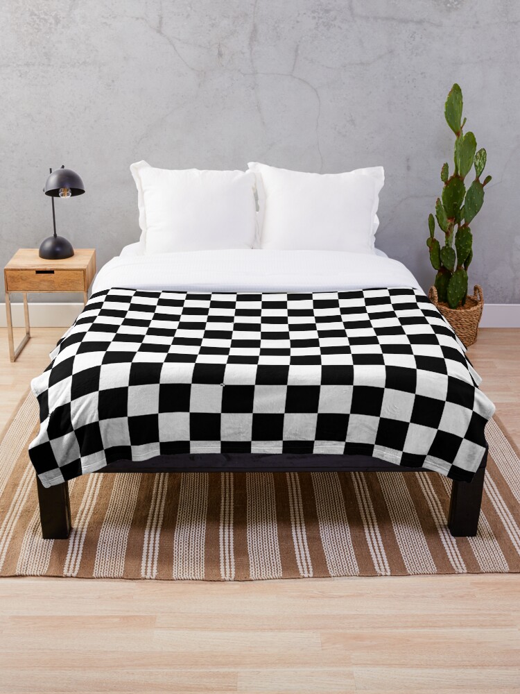 Black And White Checkered Throw Blanket By Gatae Redbubble