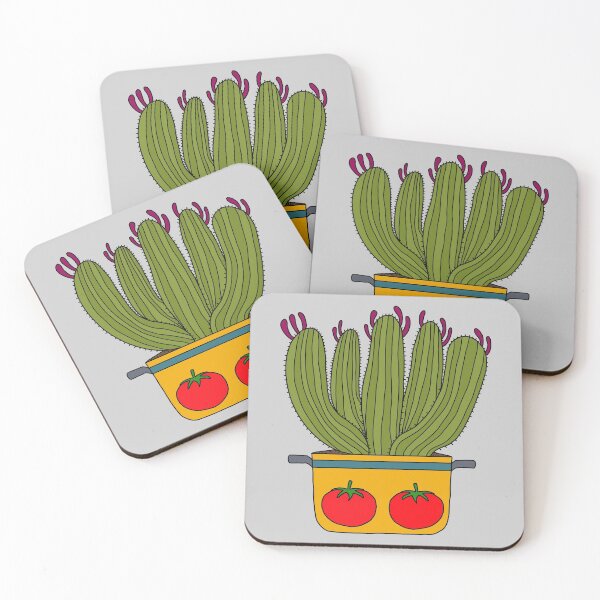 Item preview, Cute Cactus Design #156: Saguaro Cacti In A Pot With Tomato Design designed and sold by DreamCactus.